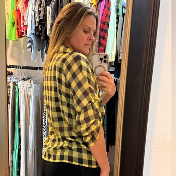Bobeau Yellow and Black Checkered Shirt - Picture 4 of 9